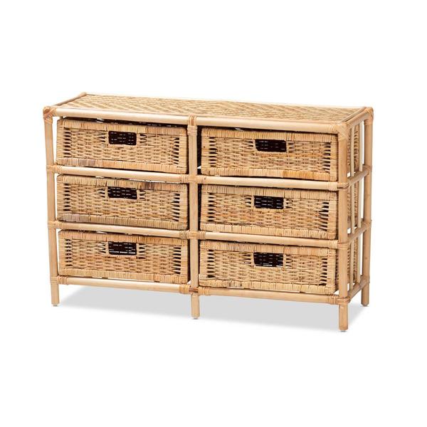 Baxton Studio Dariana Natural Brown 6-Drawer Storage Cabinet