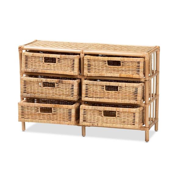 Baxton Studio Dariana Natural Brown 6-Drawer Storage Cabinet alternate view