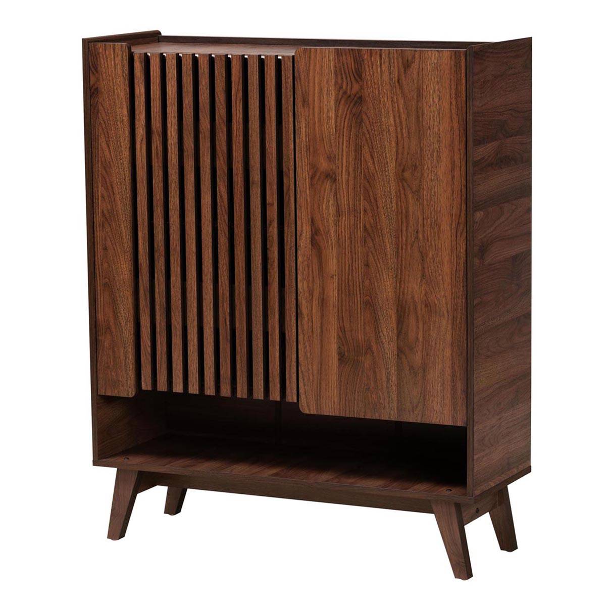 Baxton Studio Paricia Modern Walnut Finished Wood Shoe Cabinet