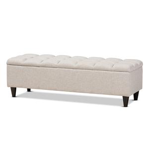 Baxton Brette Mid-Century Upholstered Storage Bench Ottoman
