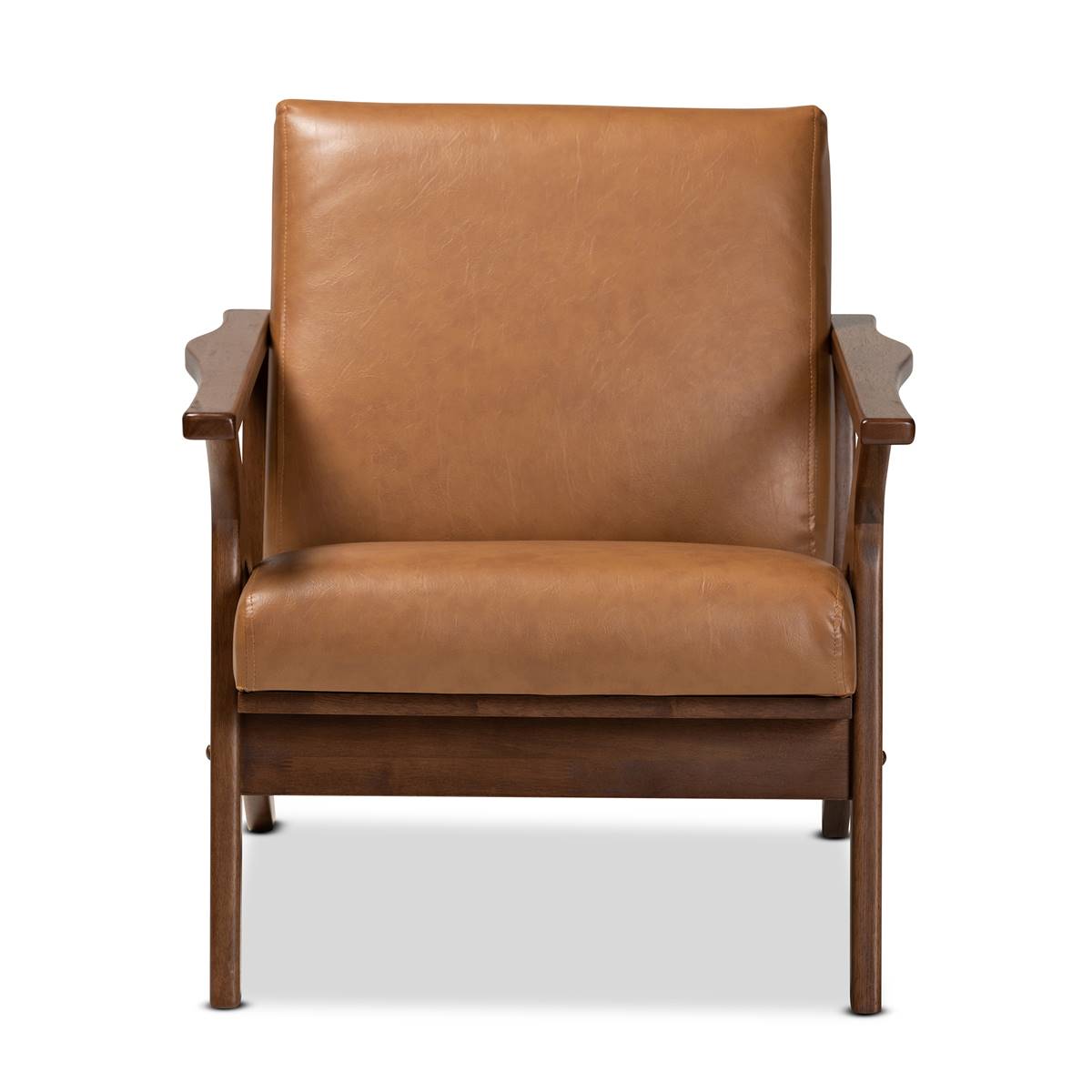 Baxton Studio Bianca Modern Wood & Leather Effect Lounge Chair