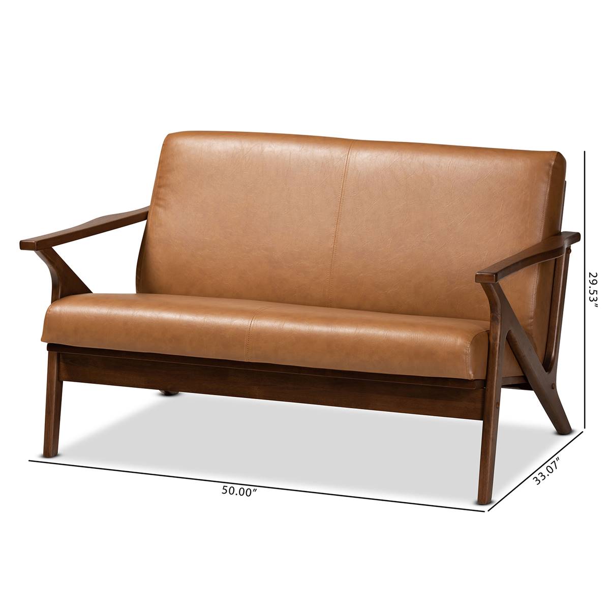 Baxton Studio Bianca Modern Wood & Faux Leather Effect Loveseat