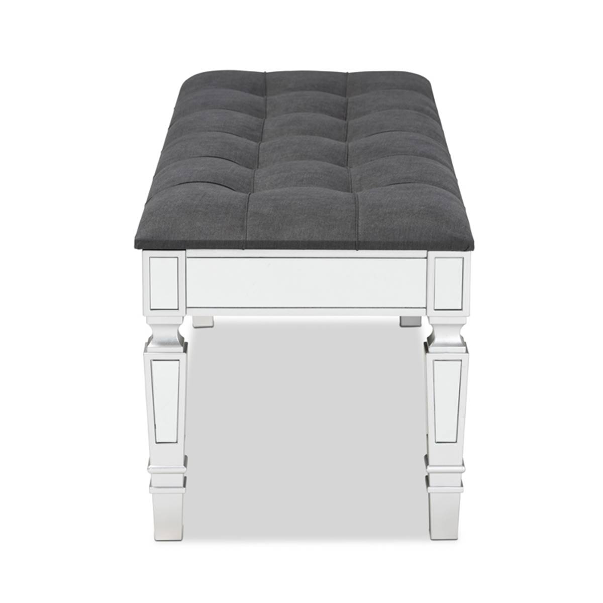 Baxton Studio Hedia Glam & Luxe Silver Wood Accent Bench