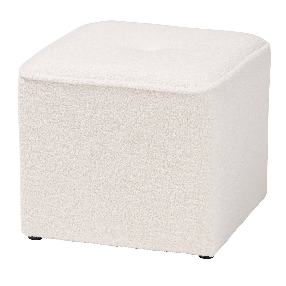 Baxton Studio Isaiah Modern Ivory Boucle Upholstered Ottoman