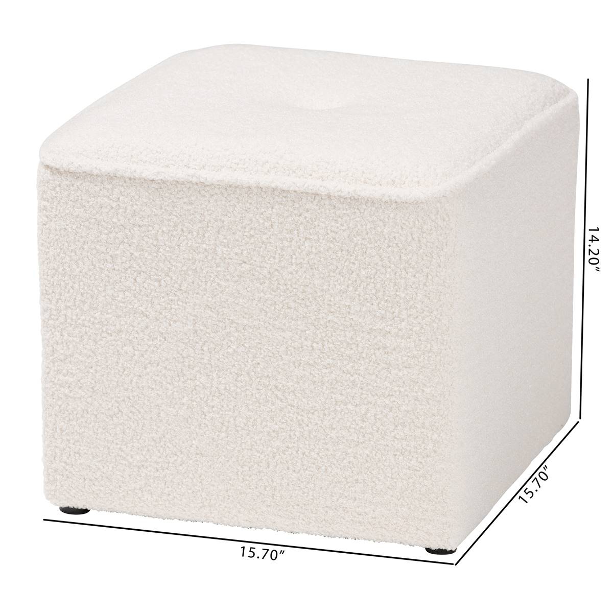 Baxton Studio Isaiah Modern Ivory Boucle Upholstered Ottoman