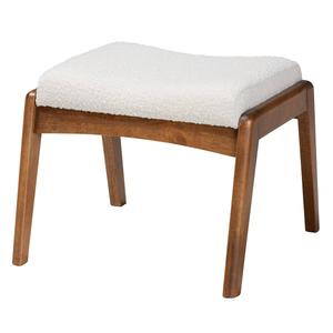 Baxton Studio Roxy Off-White Boucle Upholstered Ottoman Footstool