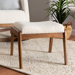 Baxton Studio Roxy Off-White Boucle Upholstered Ottoman Footstool alternate view
