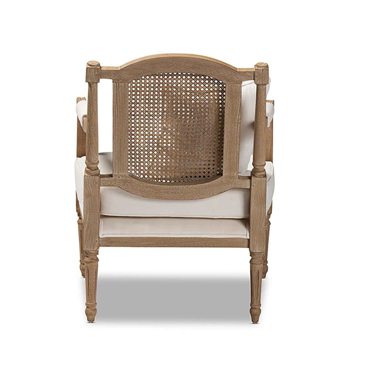 Baxton Studio Clemence Upholstered Whitewashed Wood Armchair