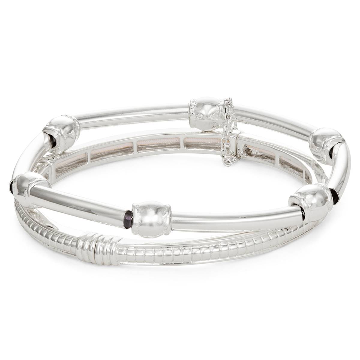 Chaps 2pc. Silver-Tone Stretch Bracelet Set