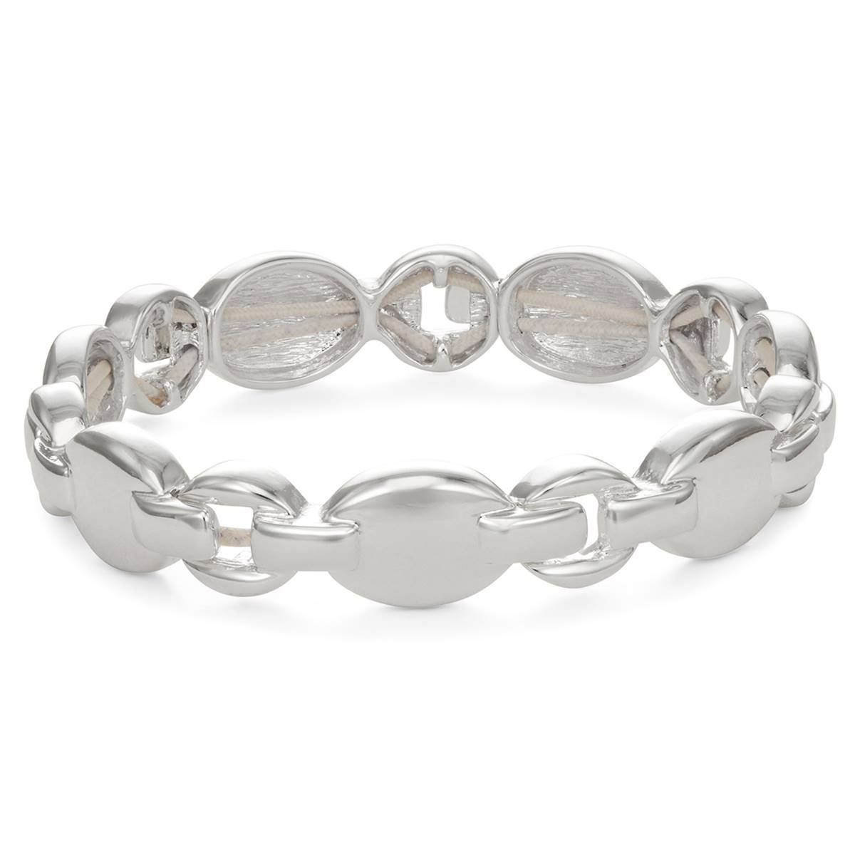 Chaps Silver-Tone Dome Stretch Bracelet