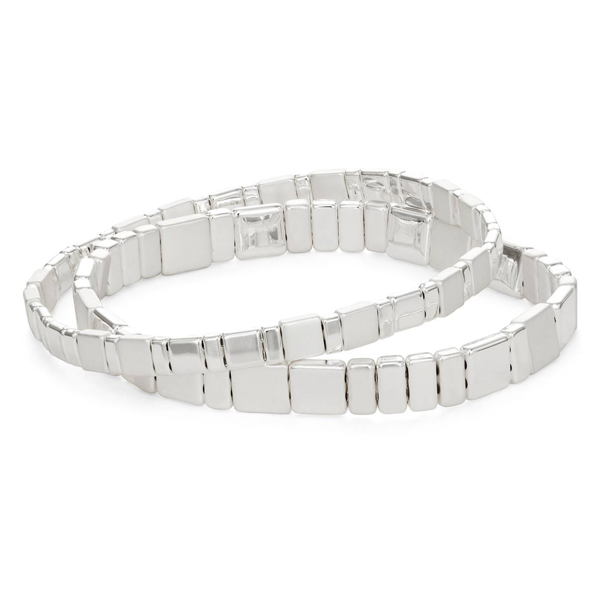 Chaps 2.25in. 2pc. Silver-Tone Stretch Bracelet Set