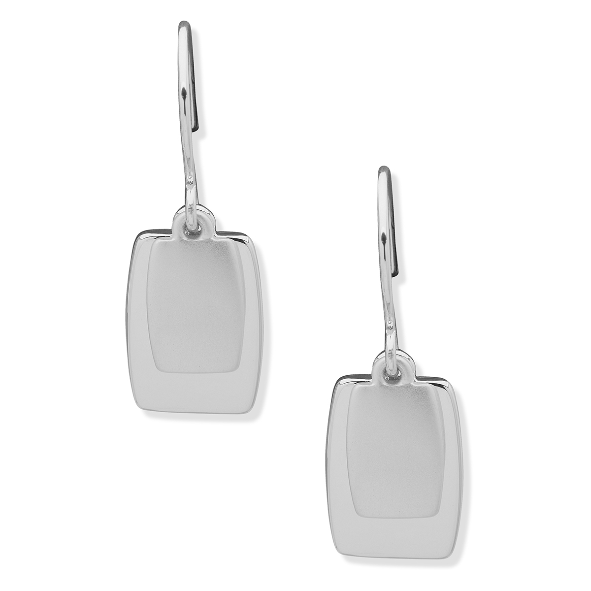 Chaps 1.2in. Silver-Tone Polished Matte Layered Drop Earrings