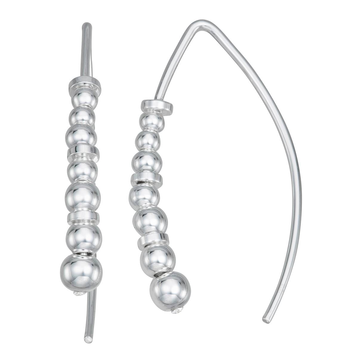 Chaps Silver-Tone Beaded Threader Earrings