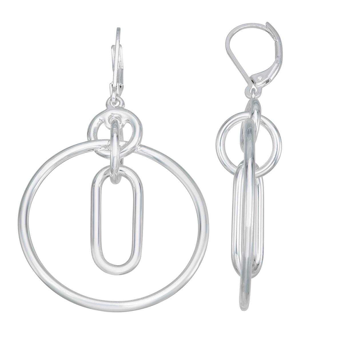 Chaps Silver-Tone Leverback Orbital Drop Earrings