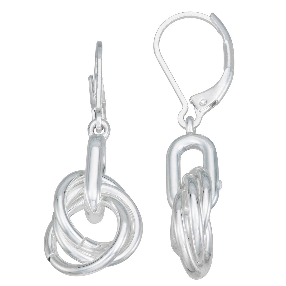 Chaps Silver-Tone Leverback Ring Drop Earrings