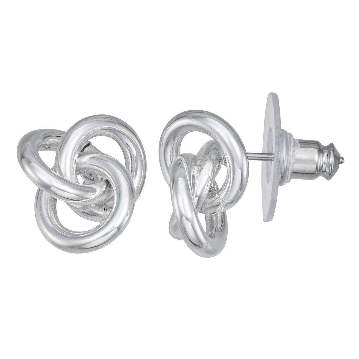 Chaps Silver-Tone Tie Knot Stud Earrings