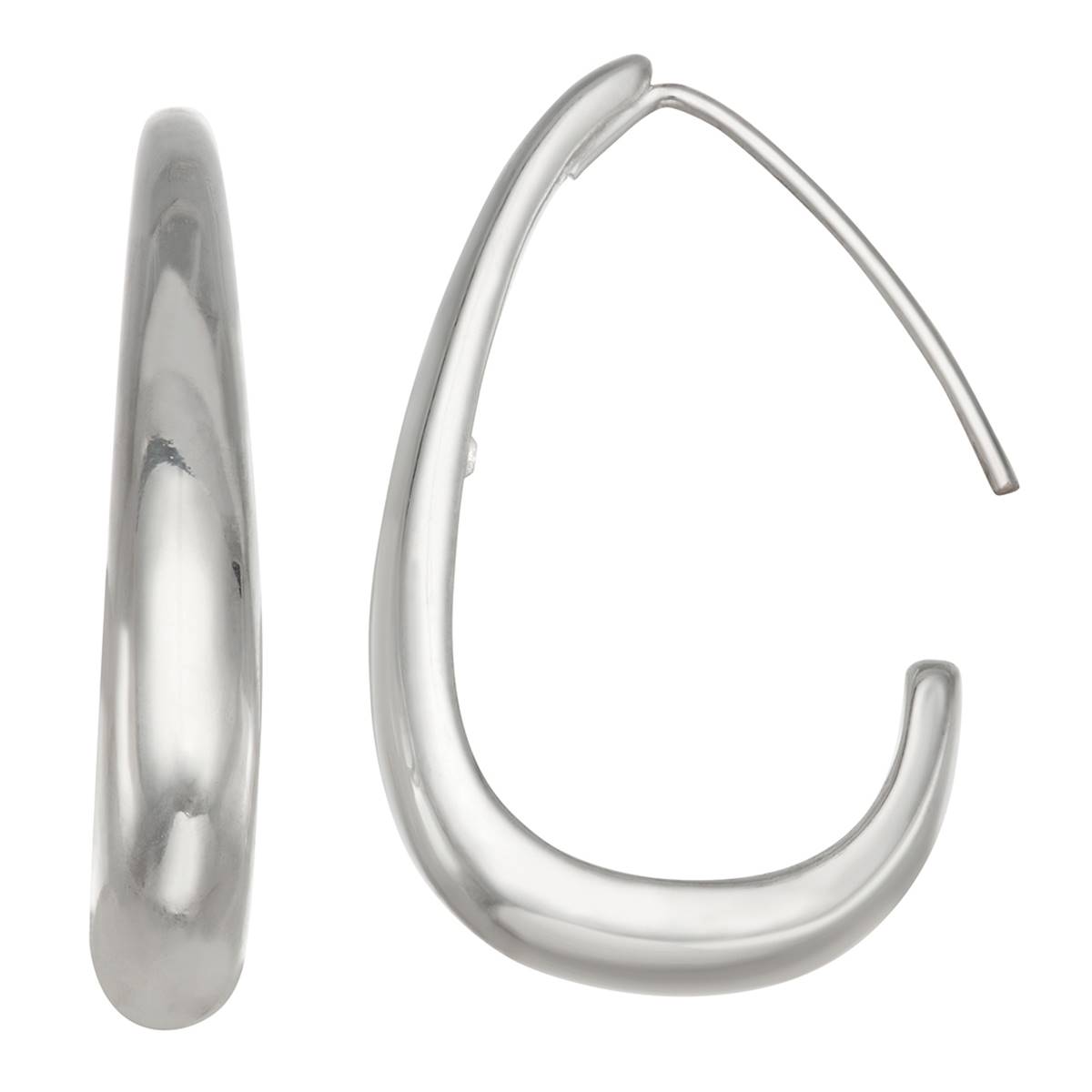 Chaps Silver-Tone Oval Threader Earrings