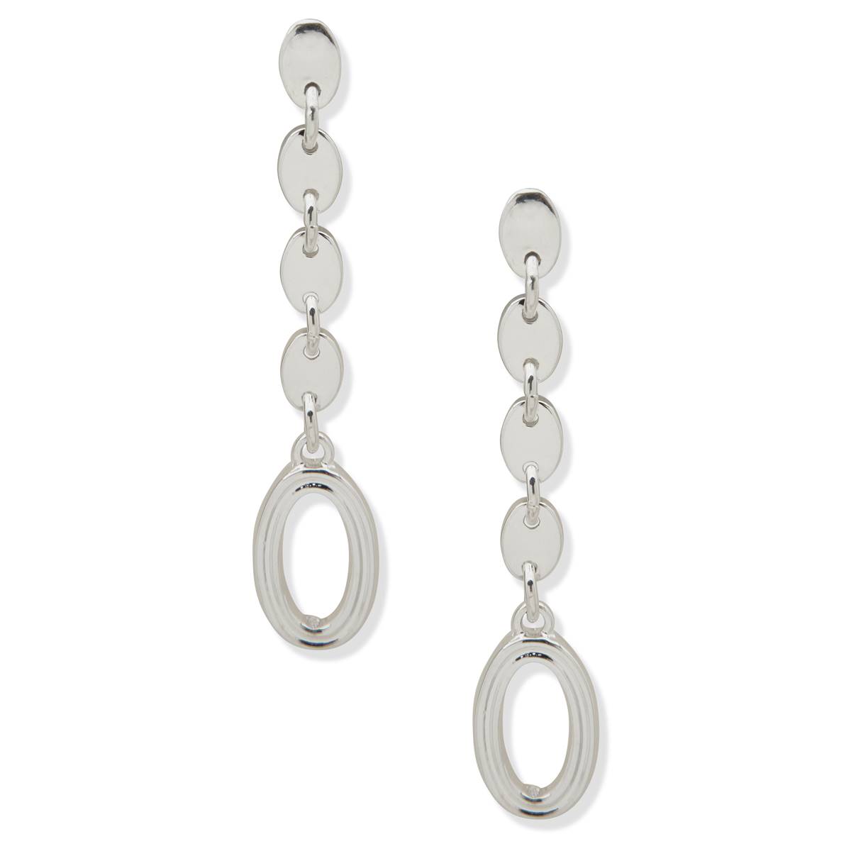 Chaps 1.8in. Silver-Tone Linear Post Dangle Earrings