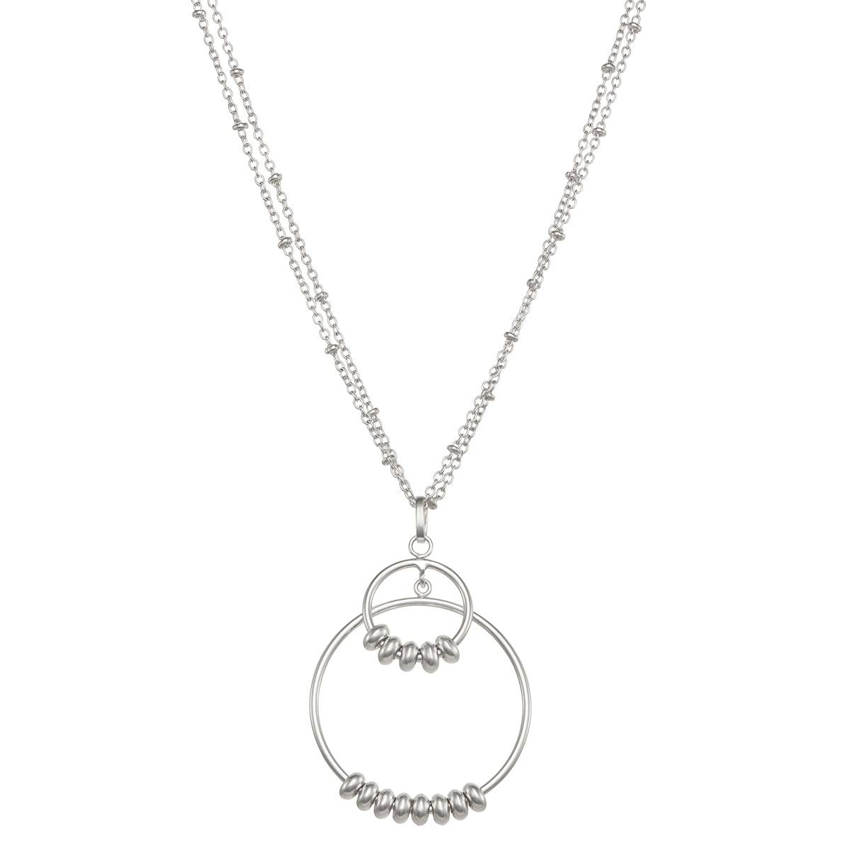 Chaps Silver-Tone Short Pendant Necklace