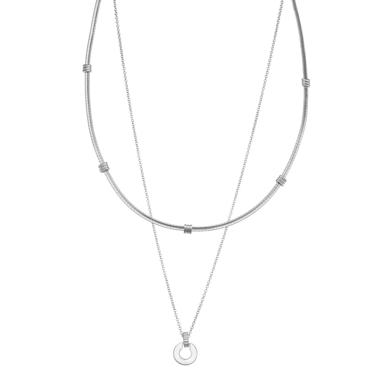 Chaps Silver-Tone 2-Row Necklace