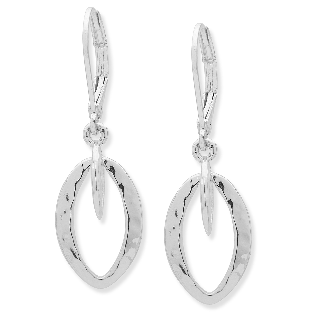 Chaps Silver-Tone Double Drop Orbital Lever Back Drop Earrings