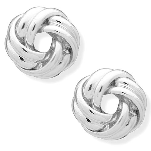 Chaps Polished Silver-Tone Knot Button Stud Earrings