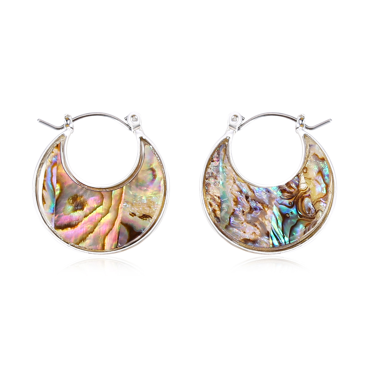 Chaps Chubby Silver-Tone Abalone Hoop Earrings