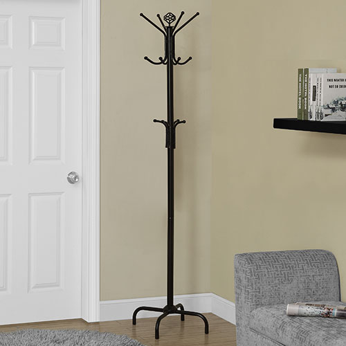 Monarch Specialties 74in. Black Metal Coat Rack