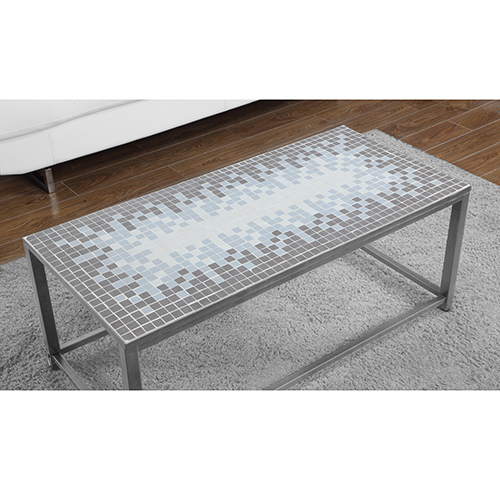 Monarch Specialties Grey/Blue Tile Coffee Table