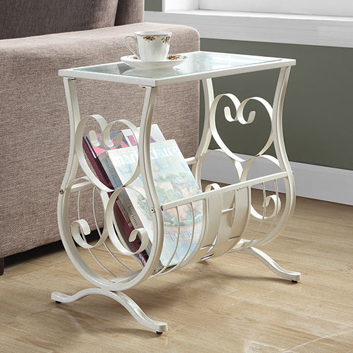 Monarch Specialties Antique White Magazine Table