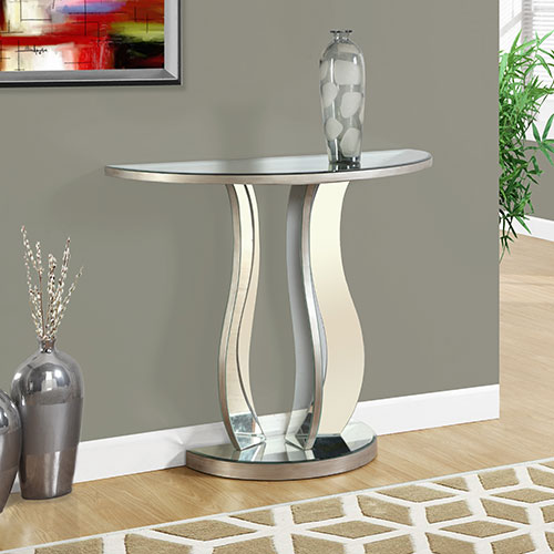 Monarch Specialties Round Mirrored Console Table