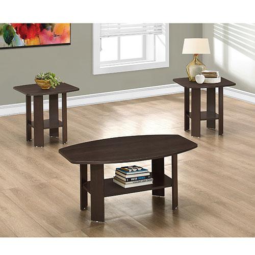Monarch Specialties Set of 3 Tables - Cappuccino