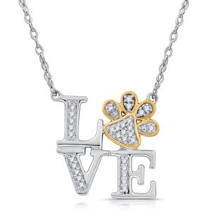 Nova Star(R) Two-Tone Gold 1/10ctw. Lab Grown Diamond Love Pendant