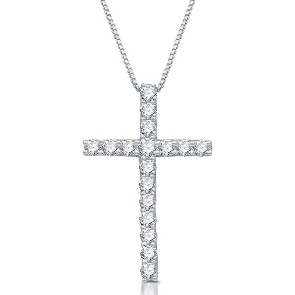 Nova Star(R) Sterling Silver 1ctw. Lab Grown Diamond Cross Pendant