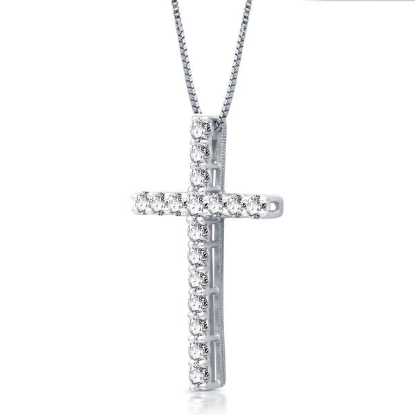 Nova Star(R) Sterling Silver 1ctw. Lab Grown Diamond Cross Pendant alternate view