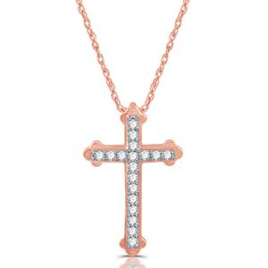 Nova Star(R) Lab Grown Diamond Rose Gold Plated Latin Cross Pendant