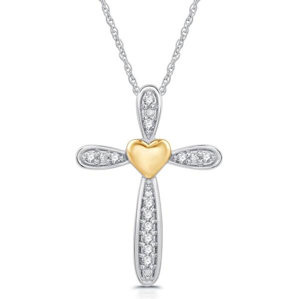 Nova Star(R) Two-Tone Gold 1/10ctw. Lab Grown Diamond Cross Pendant