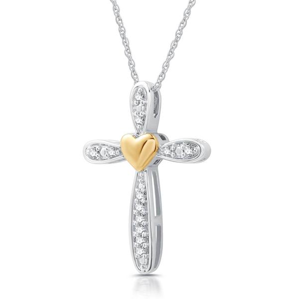 Nova Star(R) Two-Tone Gold 1/10ctw. Lab Grown Diamond Cross Pendant alternate view
