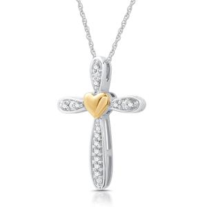 Nova Star(R) Two-Tone Gold 1/10ctw. Lab Grown Diamond Cross Pendant alternate view