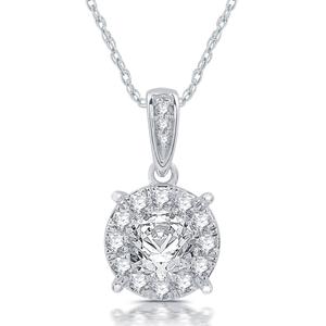 Nova Star(R) Sterling Silver 5/8ctw. Lab Grown Diamond Halo Pendant