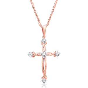 Nova Star(R) Lab Grown Diamond Rose Gold Plated Twist Cross Pendant