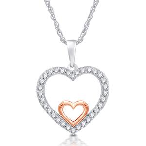 Nova Star(R) Lab Grown Diamon Two-Tone Double Heart Pendant