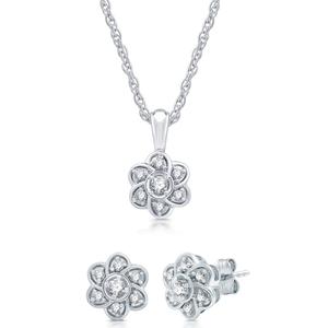 Nova Star(R) Lab Grown Diamond Flower Pendant & Earring Set