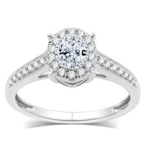 Nova Star(R) Oval 5/8ctw. Lab Grown Diamond Halo Bridal Ring