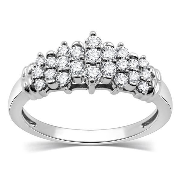 Nova Star(R) Sterling Silver Lab Grown Diamond Cluster Ring