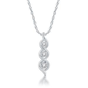 Then Now & Forever(tm)1/10ctw Diamond Sterling Silver 3Stone Pendant