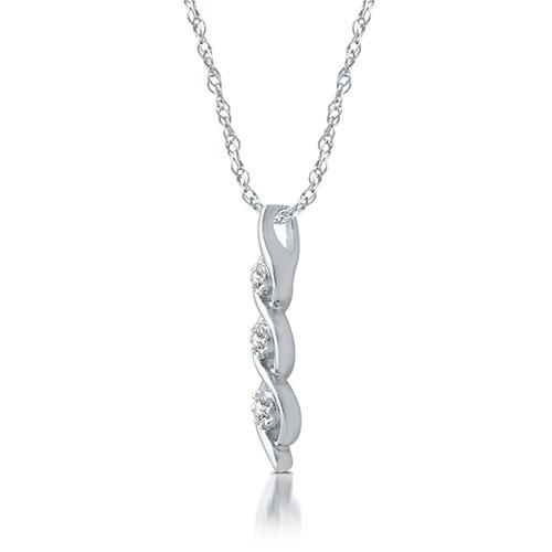 Then Now & Forever(tm)1/10ctw Diamond Sterling Silver 3Stone Pendant alternate view