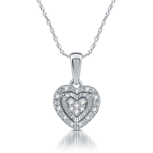 Diamond Classics(tm) Sterling Silver 1/10ctw. Heart Pendant