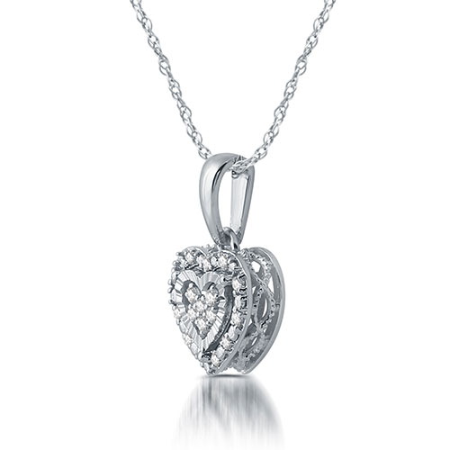 Diamond Classics(tm) Sterling Silver 1/10ctw. Heart Pendant