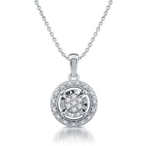 Diamond Classics(tm) Sterling Silver 1/10ctw. Diamond Halo Pendant